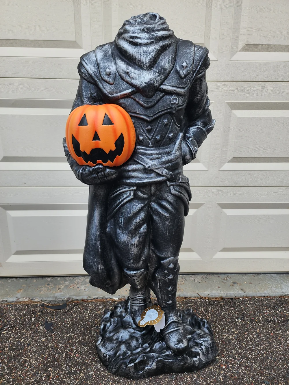 Headless Halloween XL LightupStatue with Orange Pumpkin - Black Finish 50